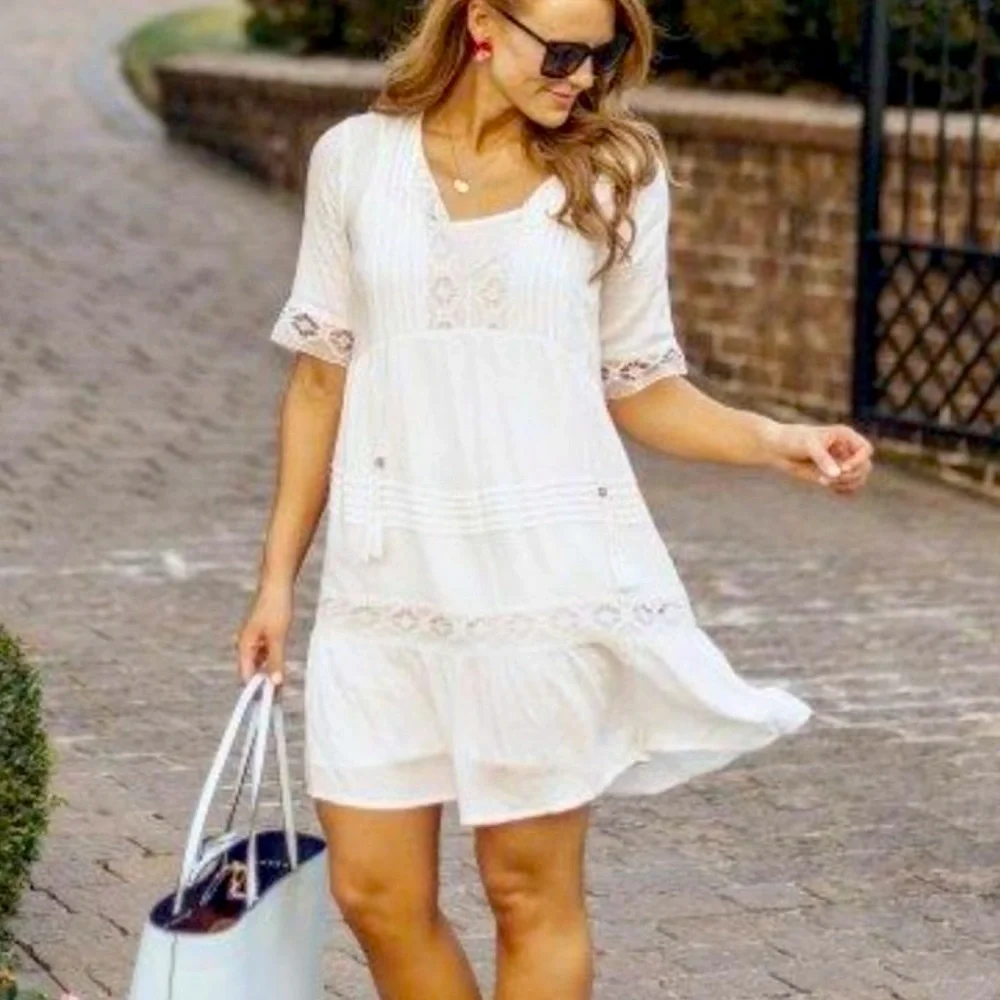 White Lace Trim Cover Up - Picture 1 of 6